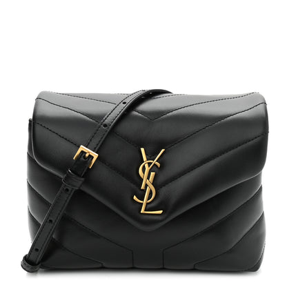 Saint Laurent Calfskin Y Quilted Monogram Toy Loulou Crossbody Bag Black 1 of 12