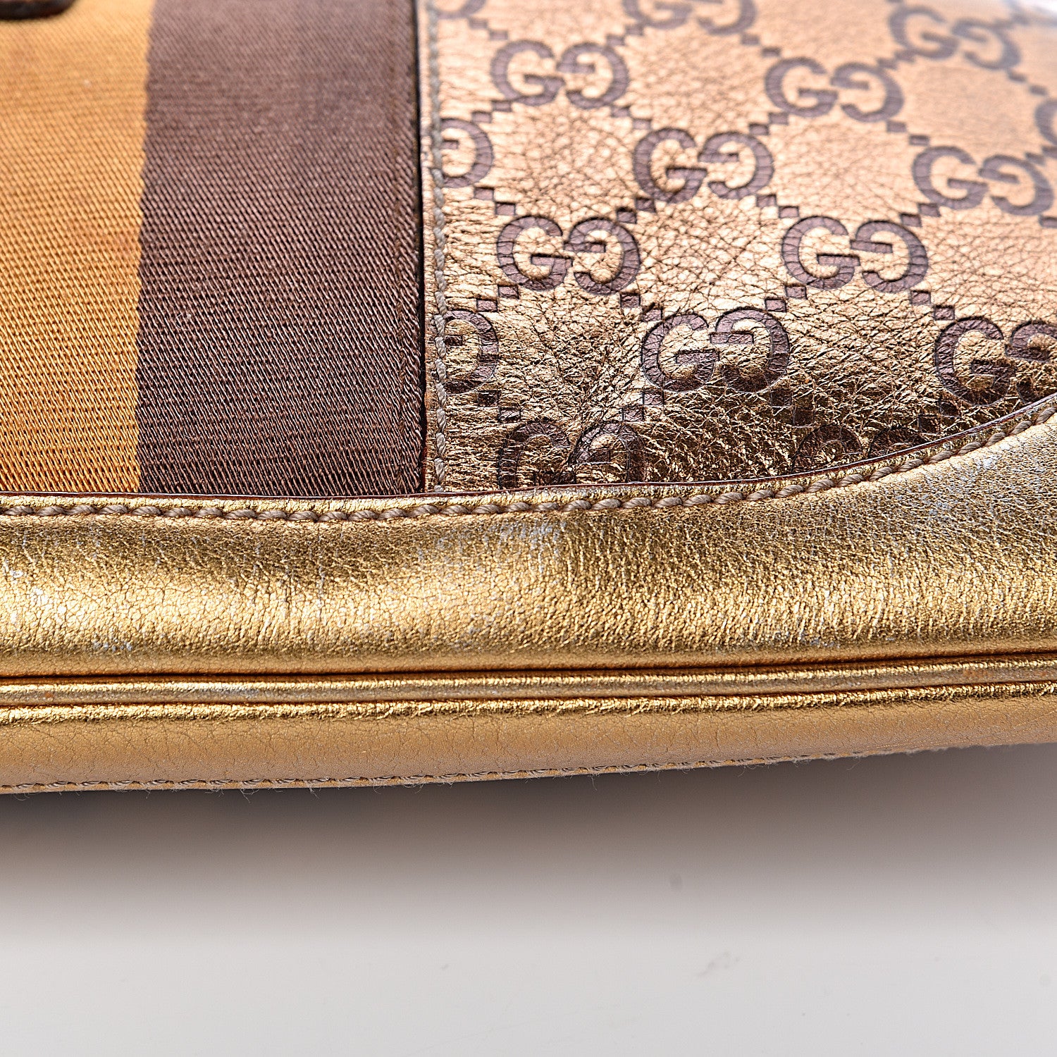 Gucci Metallic Guccissima Jackie O Bouvier Web Hobo 13 of 14