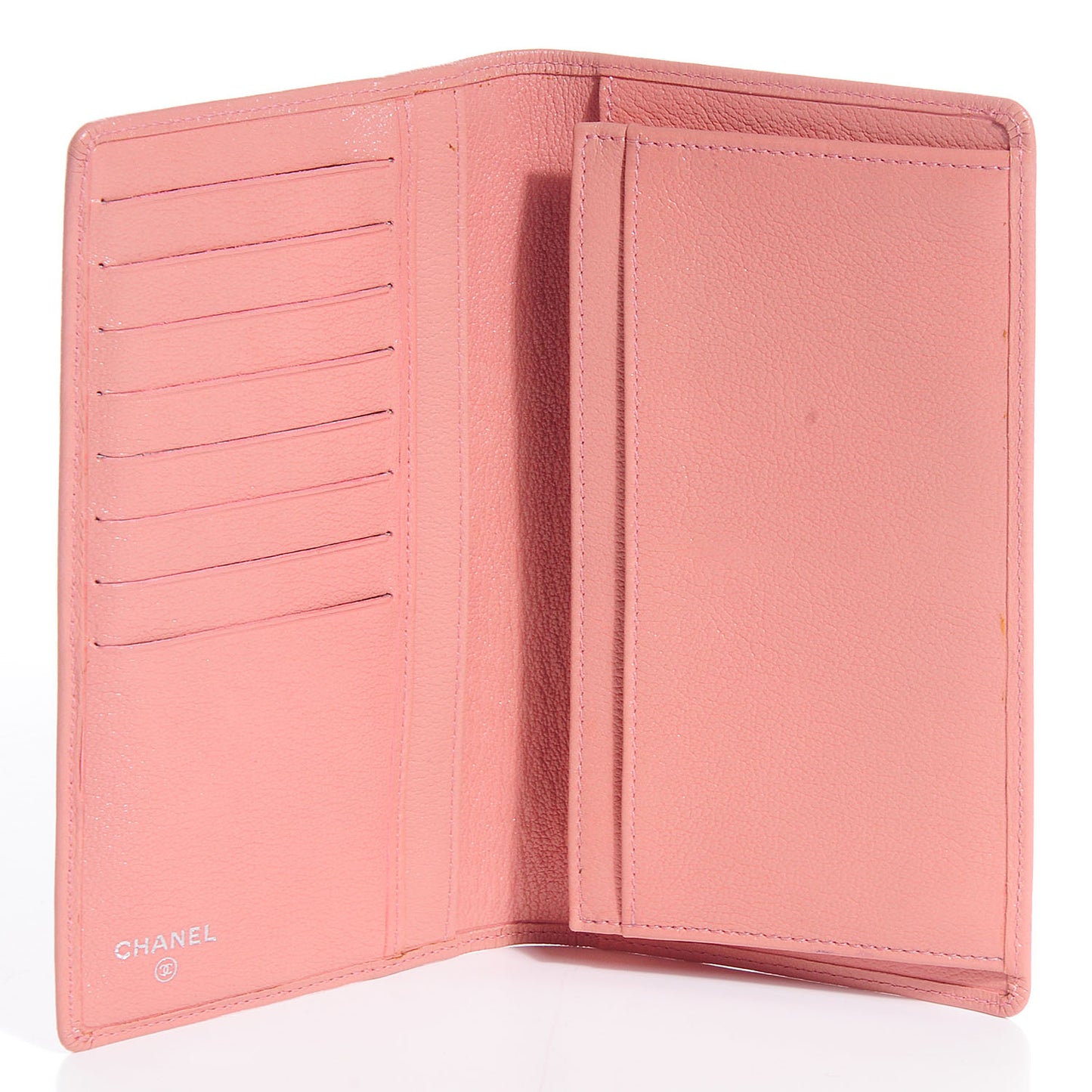 Goatskin CC Jacket Embossed Yen Wallet Pink