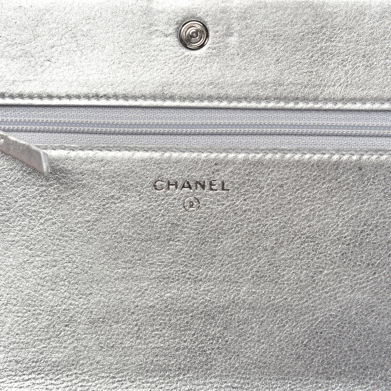 Chanel Metallic Galuchat Stingray Lambskin Boy Wallet On Chain WOC Silver 6 of 14