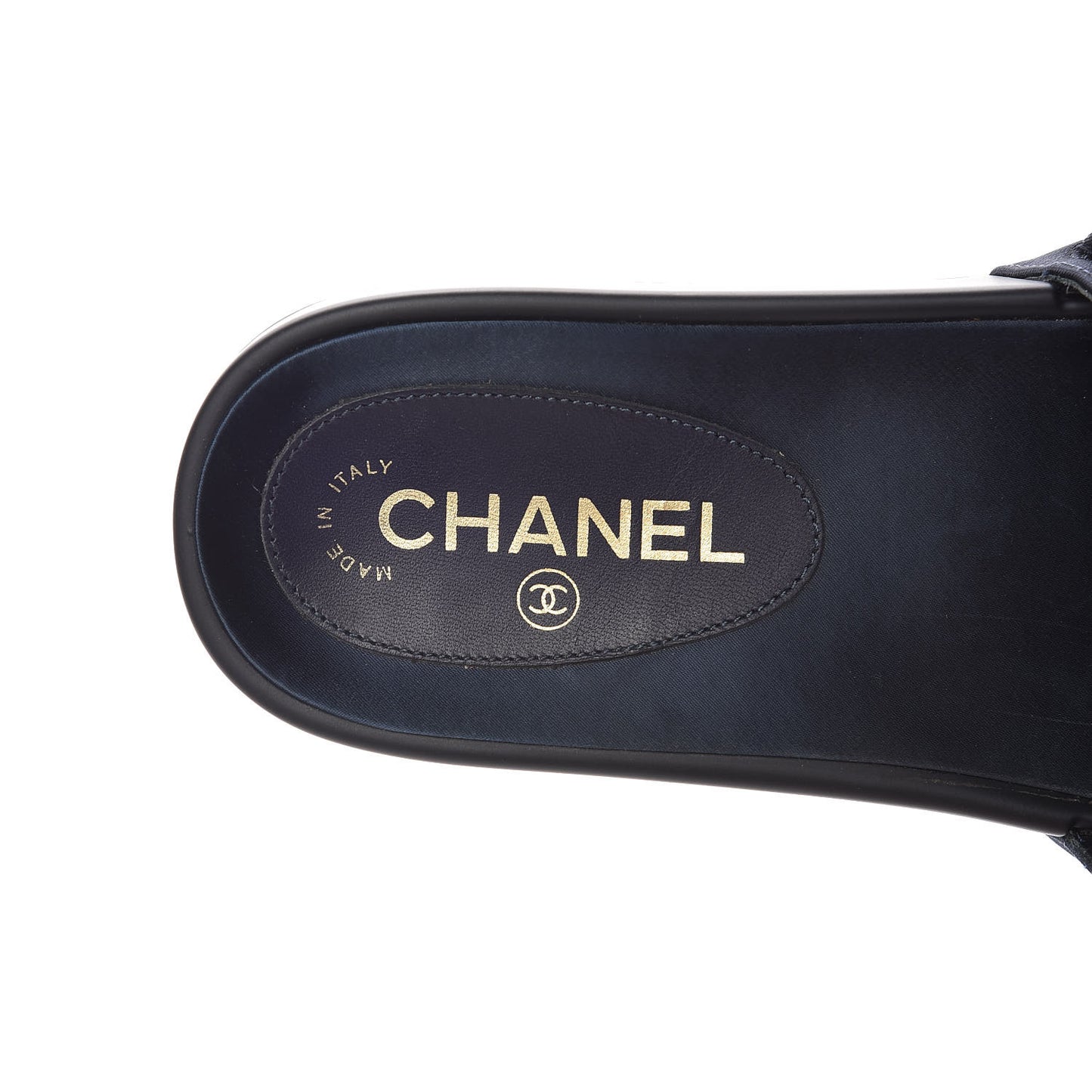 Satin Chain Slides Sandals Flats 38 Marine