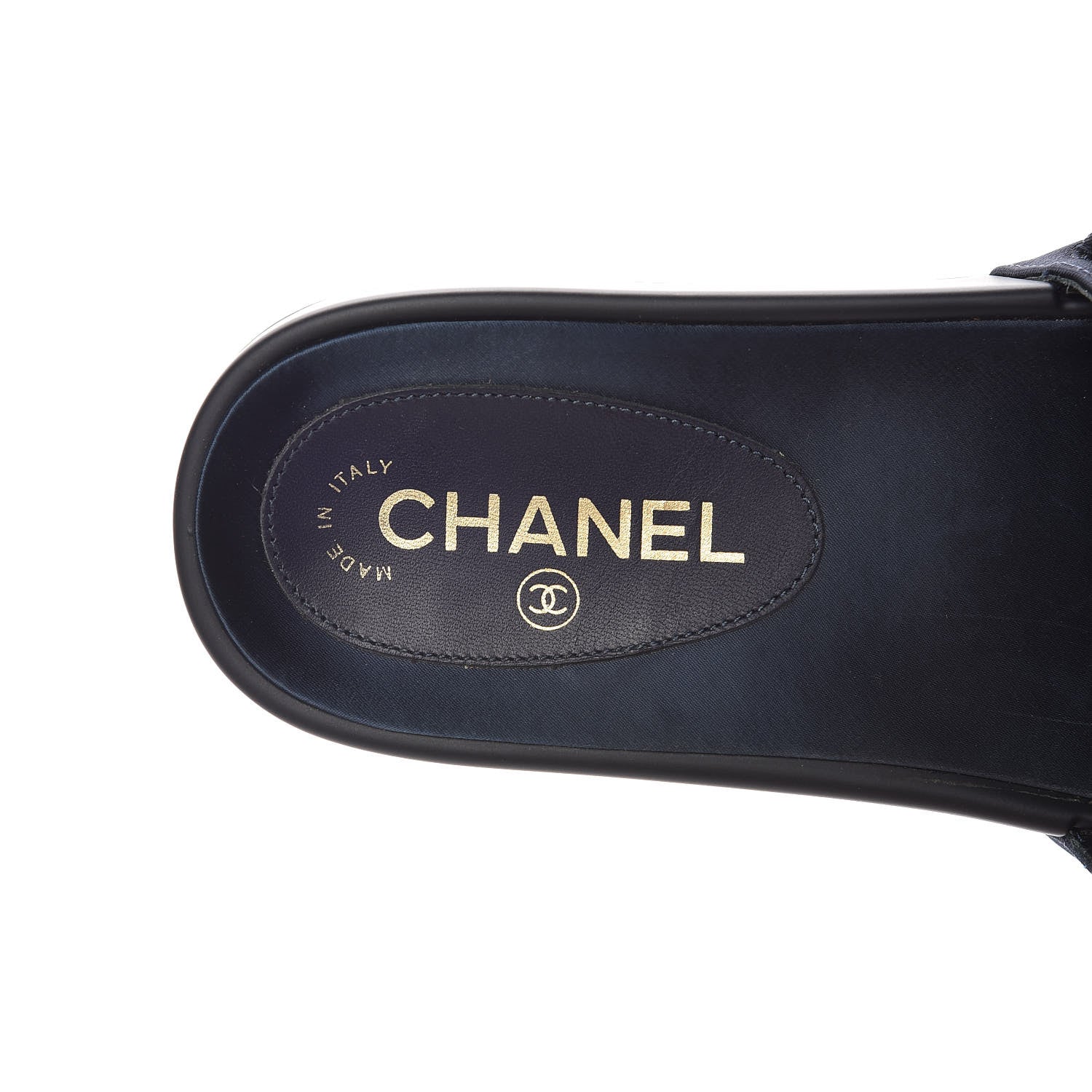 Chanel Satin Chain Slides Sandals Flats 38 Marine 10 of 11