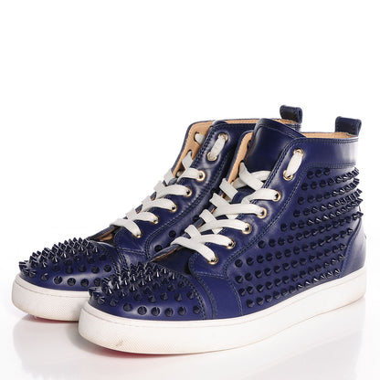 Christian Louboutin Mens Calfskin Louis Spikes Flat Sneakers 42.5 Blue Denim 3 of 8
