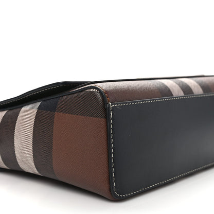 Burberry Calfskin Giant Check E-Canvas Note Crossbody Bag Dark Birch Brown 7 of 8