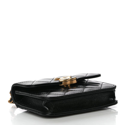 Chanel Calfskin Quilted Perfect Fit Coin Purse With Chain Black 4 of 12