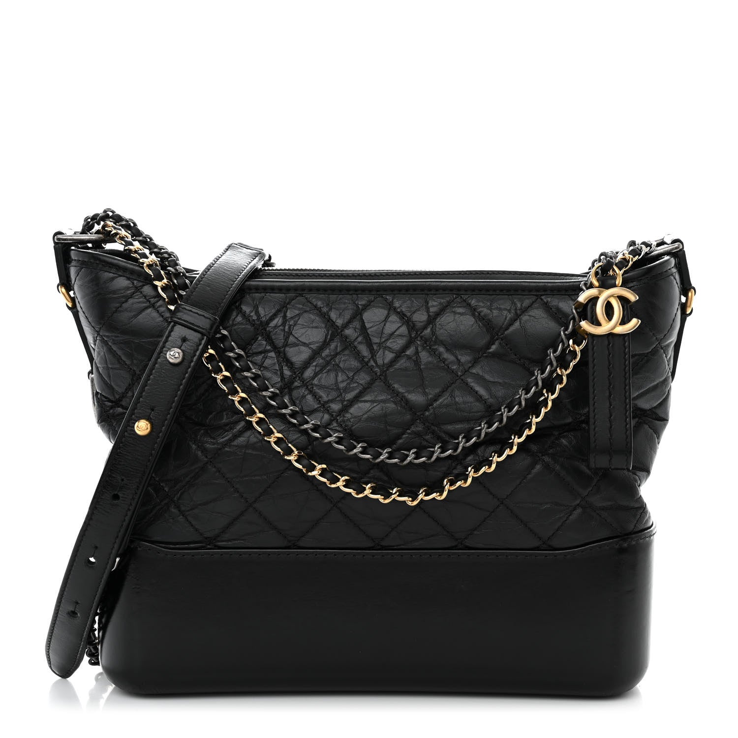 Chanel Aged Calfskin Quilted Medium Gabrielle Hobo Black 1 of 10
