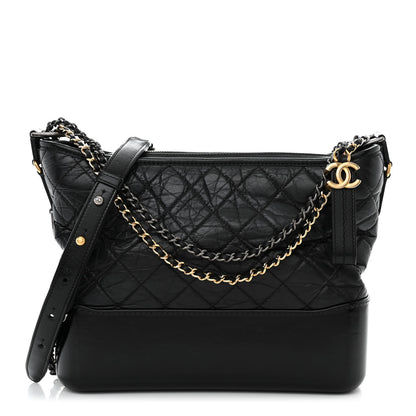 Chanel Aged Calfskin Quilted Medium Gabrielle Hobo Black 1 of 10