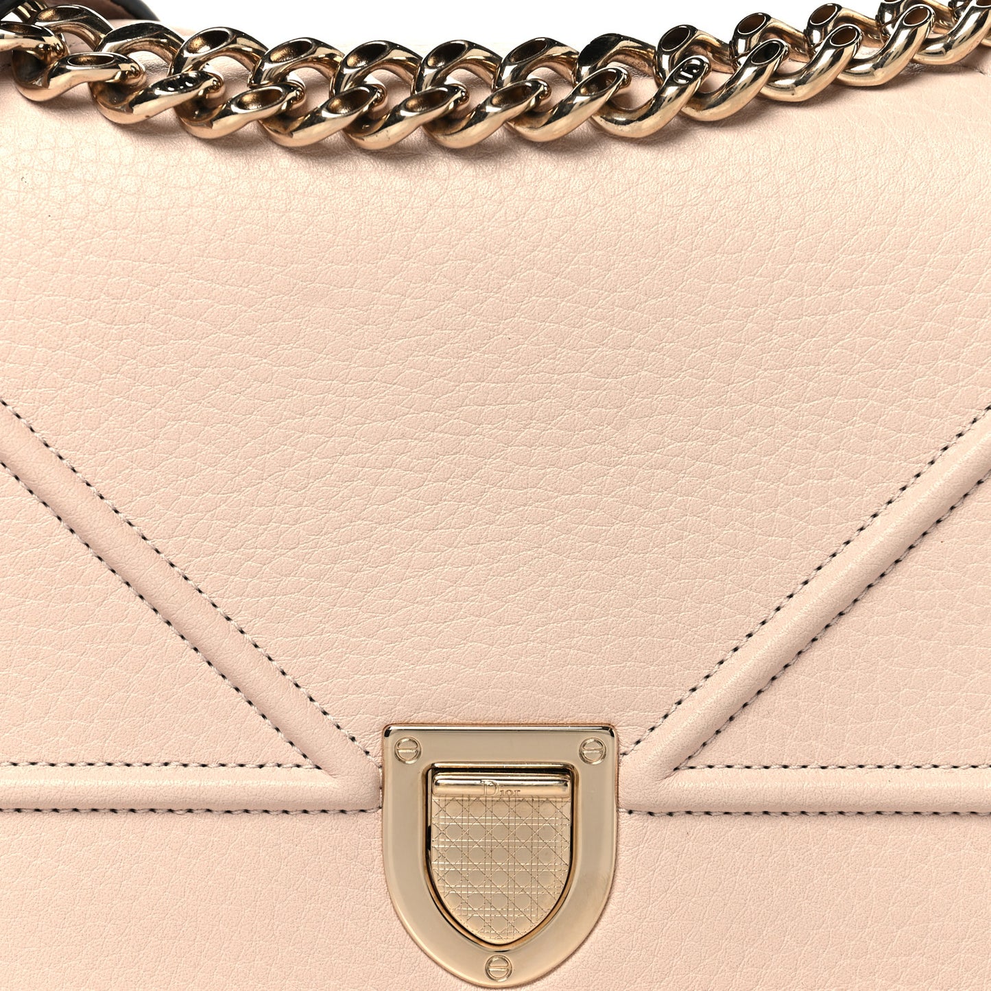Grained Calfskin Small Diorama Flap Bag Pink