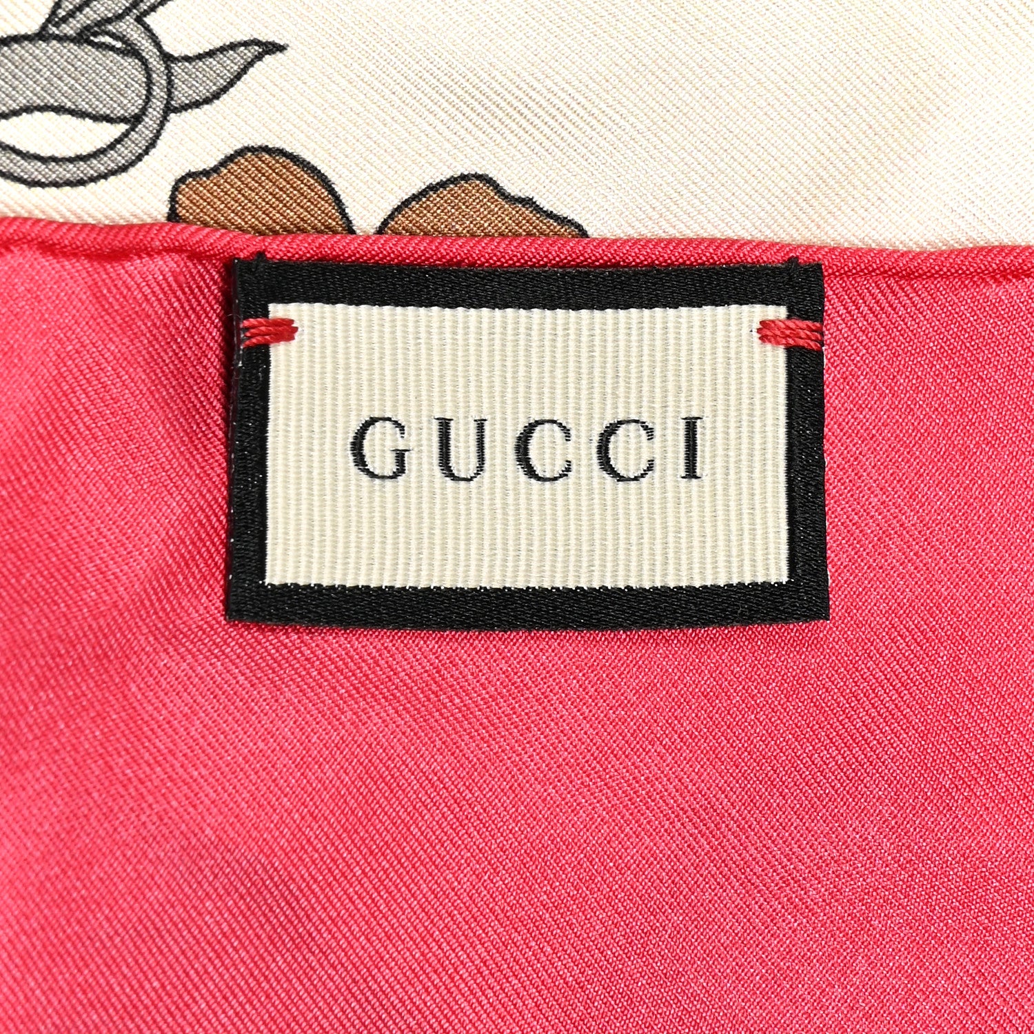 Gucci Silk Flora Gothic Square Scarf Ivory Red 4 of 8