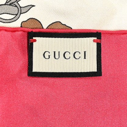 Gucci Silk Flora Gothic Square Scarf Ivory Red 4 of 8