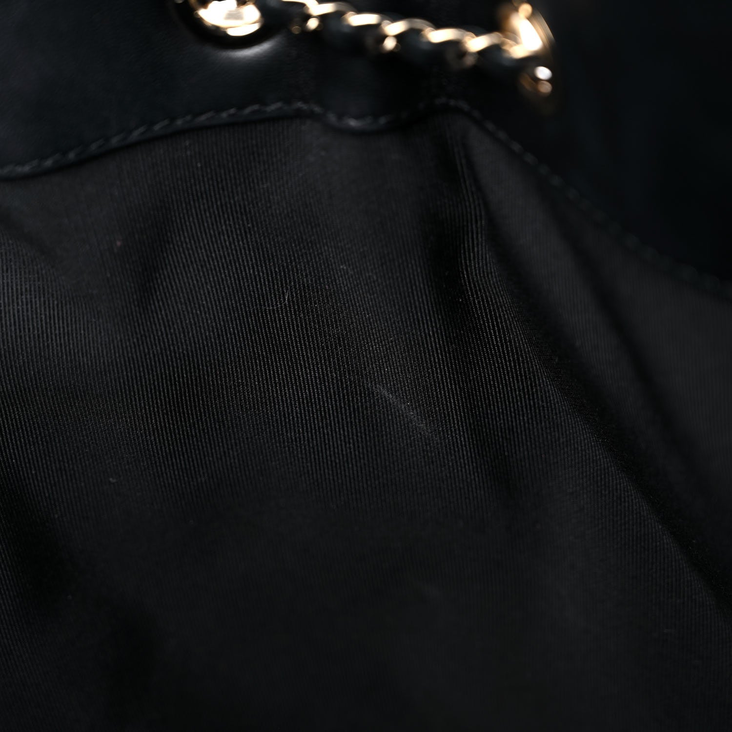 Chanel Lambskin Quilted CC Dweller Drawstring Tote Black 12 of 19