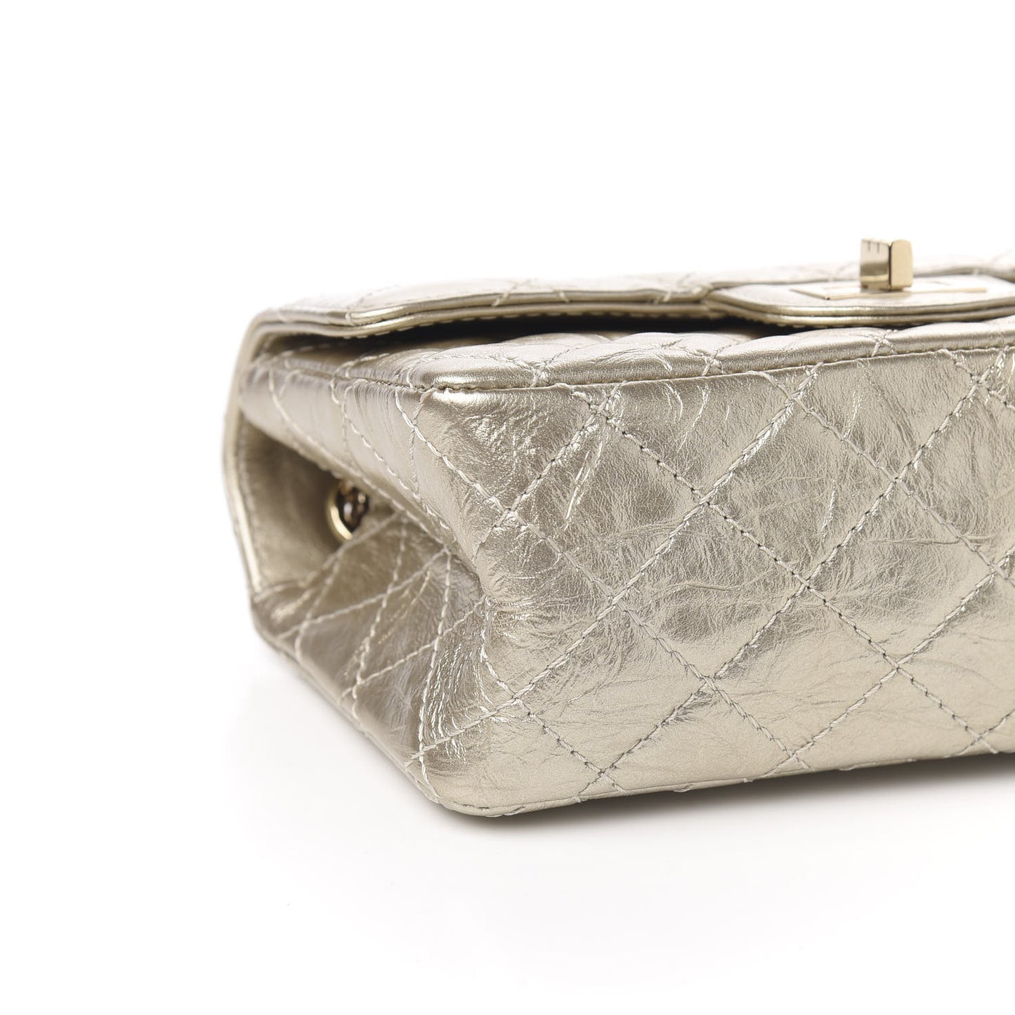 Aged Calfskin Quilted 2.55 Reissue Mini Flap Light Gold