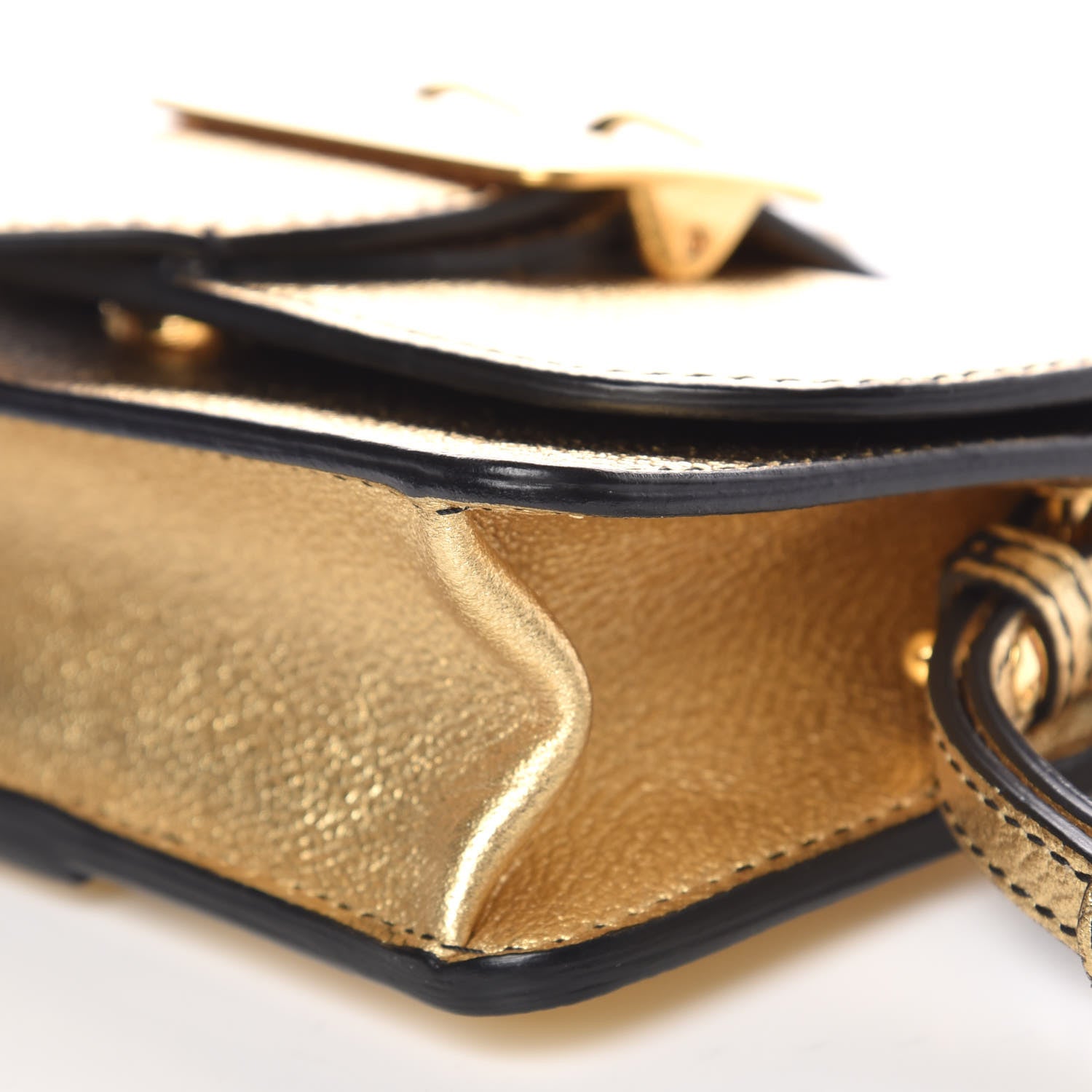Burberry Metallic Soft Grain Calfskin Mini Phone Buckle Bag Gold 10 of 11