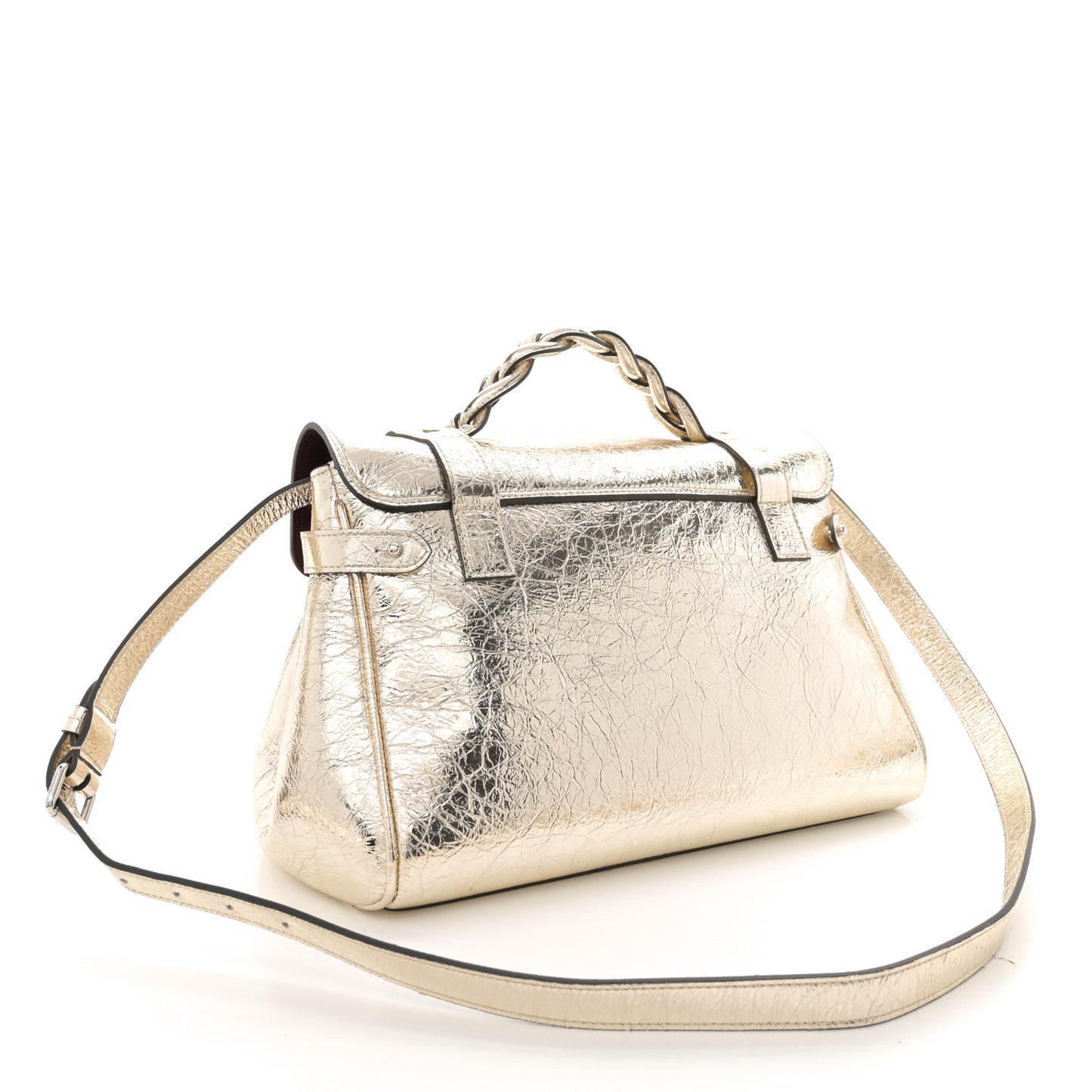Metallic Crinkled Calfskin Medium Alexa Gold