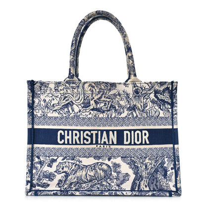 Christian Dior Canvas Embroidered Medium Dioriviera Toile De Jouy Book Tote Blue 2 of 9