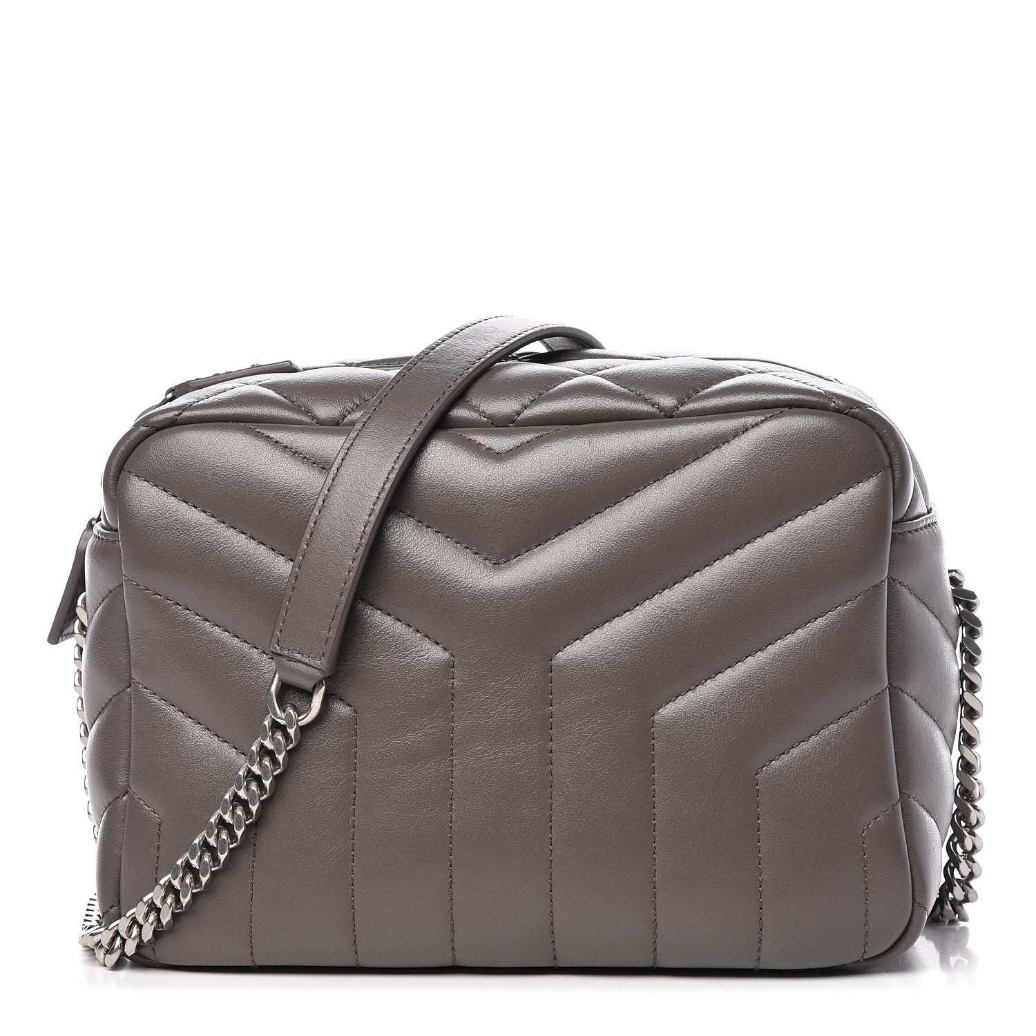 Saint Laurent Calfskin Y Quilted Monogram Small Loulou Bowling Bag Earth 1 of 10