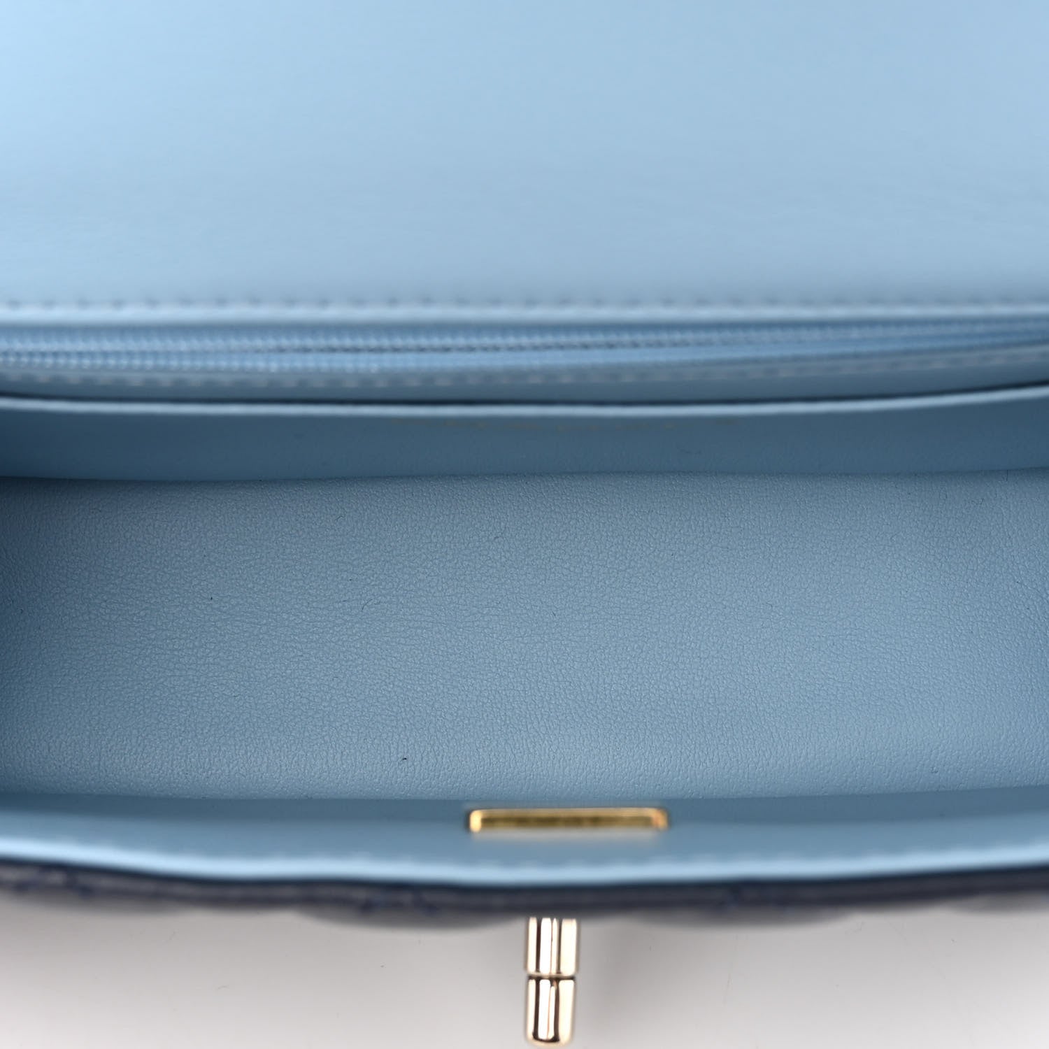 Chanel Lambskin Quilted Bi-Color Mini Top Handle Rectangular Flap Navy Blue Light Blue 5 of 11