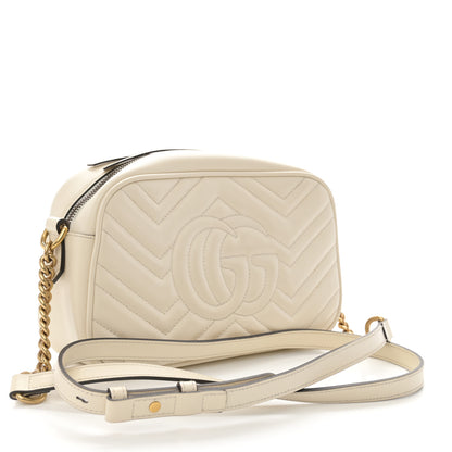 Gucci Calfskin Matelasse Small GG Marmont Chain Shoulder Bag White 3 of 11