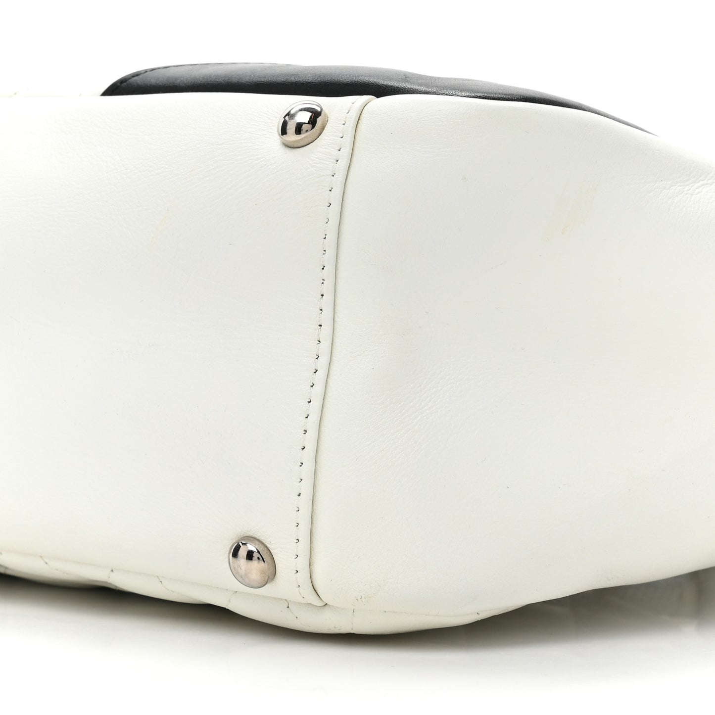Calfskin Quilted Large Cambon Flap White Black