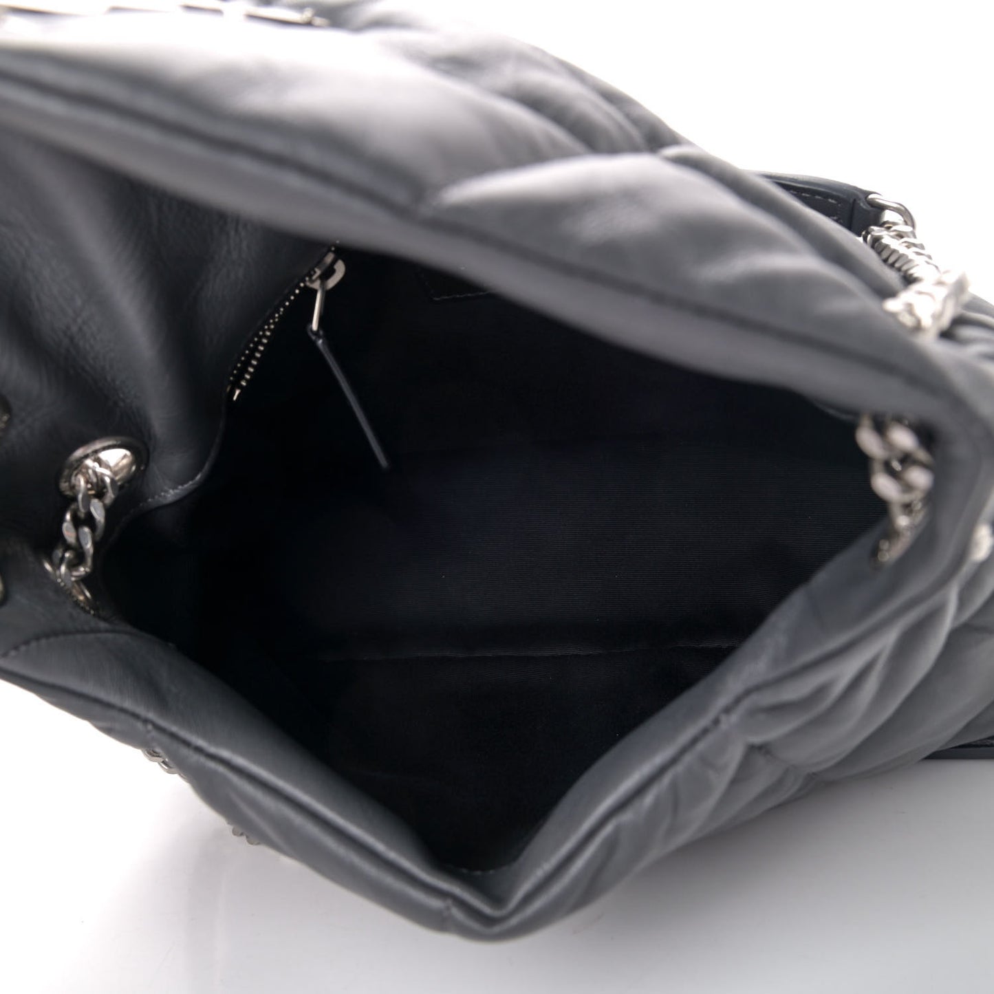 Lambskin Quilted Small Loulou Puffer Monogram Chain Satchel Concrete