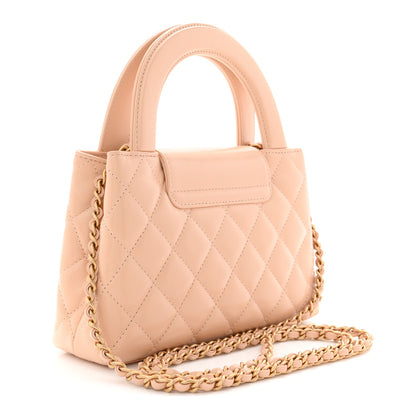 Chanel Shiny Aged Calfskin Quilted Nano Kelly Shopper Beige Beige 3 of 10