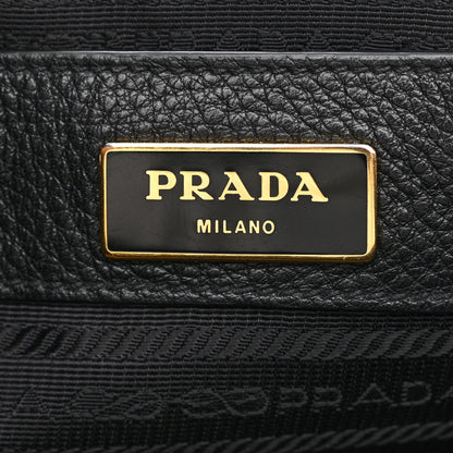 Prada Vitello Daino Embossed Logo Flap Shoulder Bag Black 6 of 12