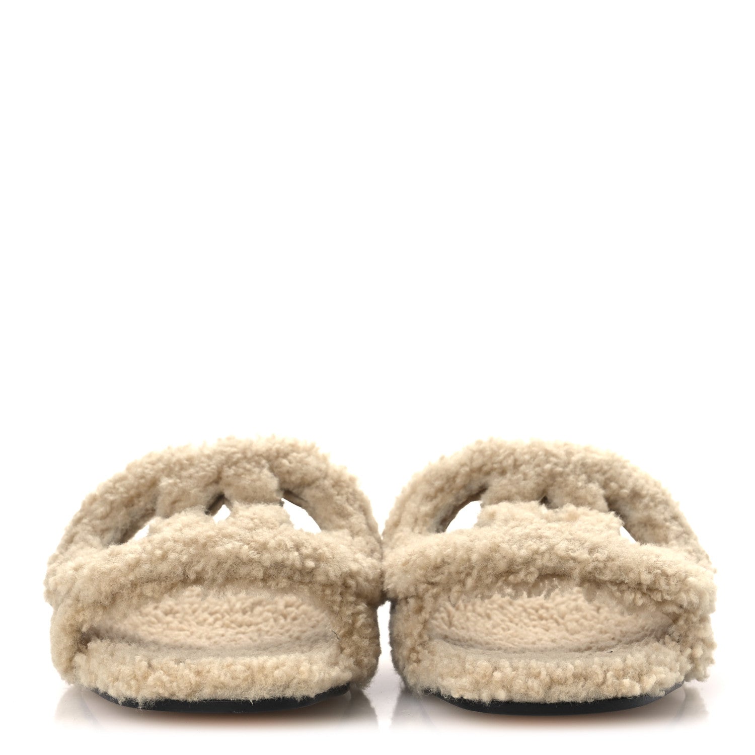 Gucci Shearling Interlocking G Cut Out Slide Sandals 37 Butterscotch 3 of 10