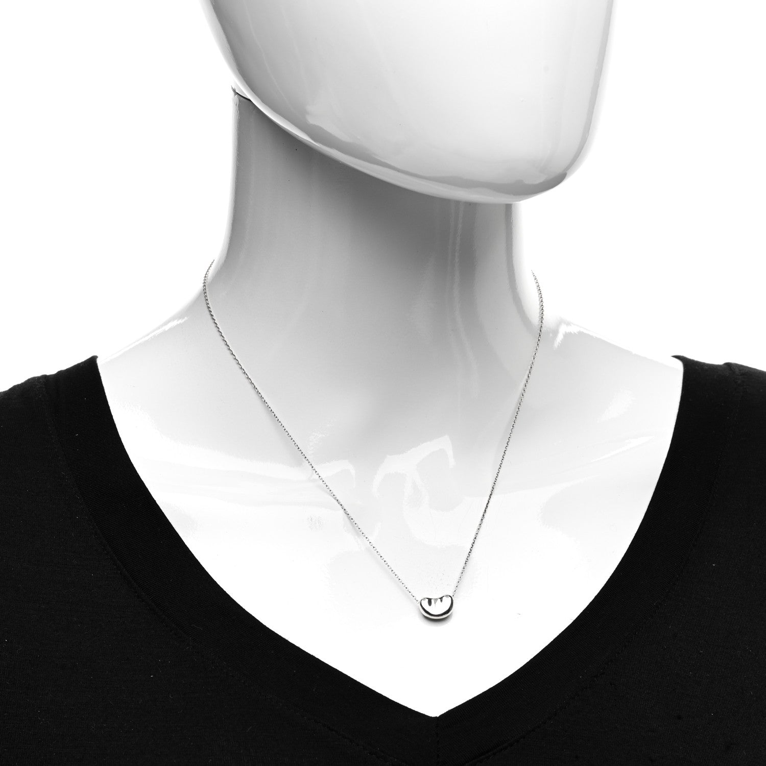 Tiffany Sterling Silver 11mm Elsa Peretti Bean Pendant Necklace 2 of 4
