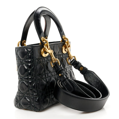 Christian Dior Crinkled Patent Cannage Small Lucky Badges My Lady Dior Black 3 of 12