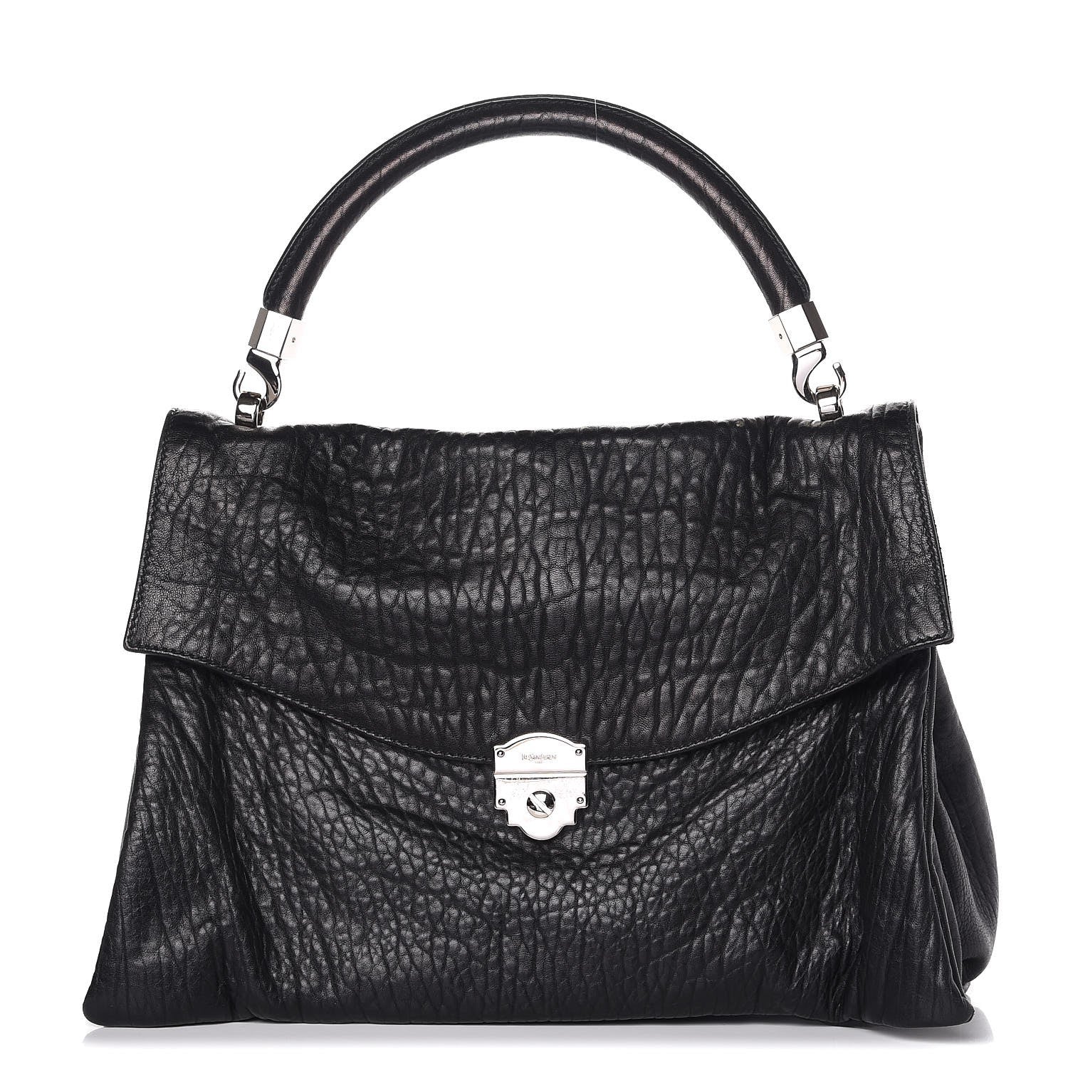 Saint Laurent Sheepskin Rive Gauche Hobo Black 1 of 10