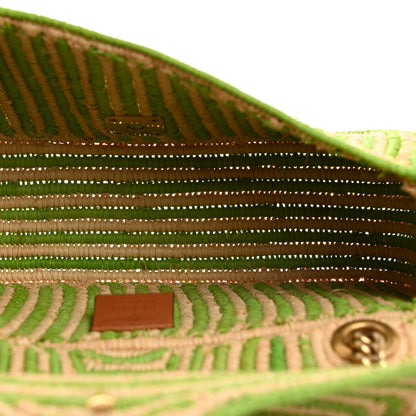 Gucci Raffia Woven Small GG Marmont Shoulder Bag Natural Light Green 5 of 9