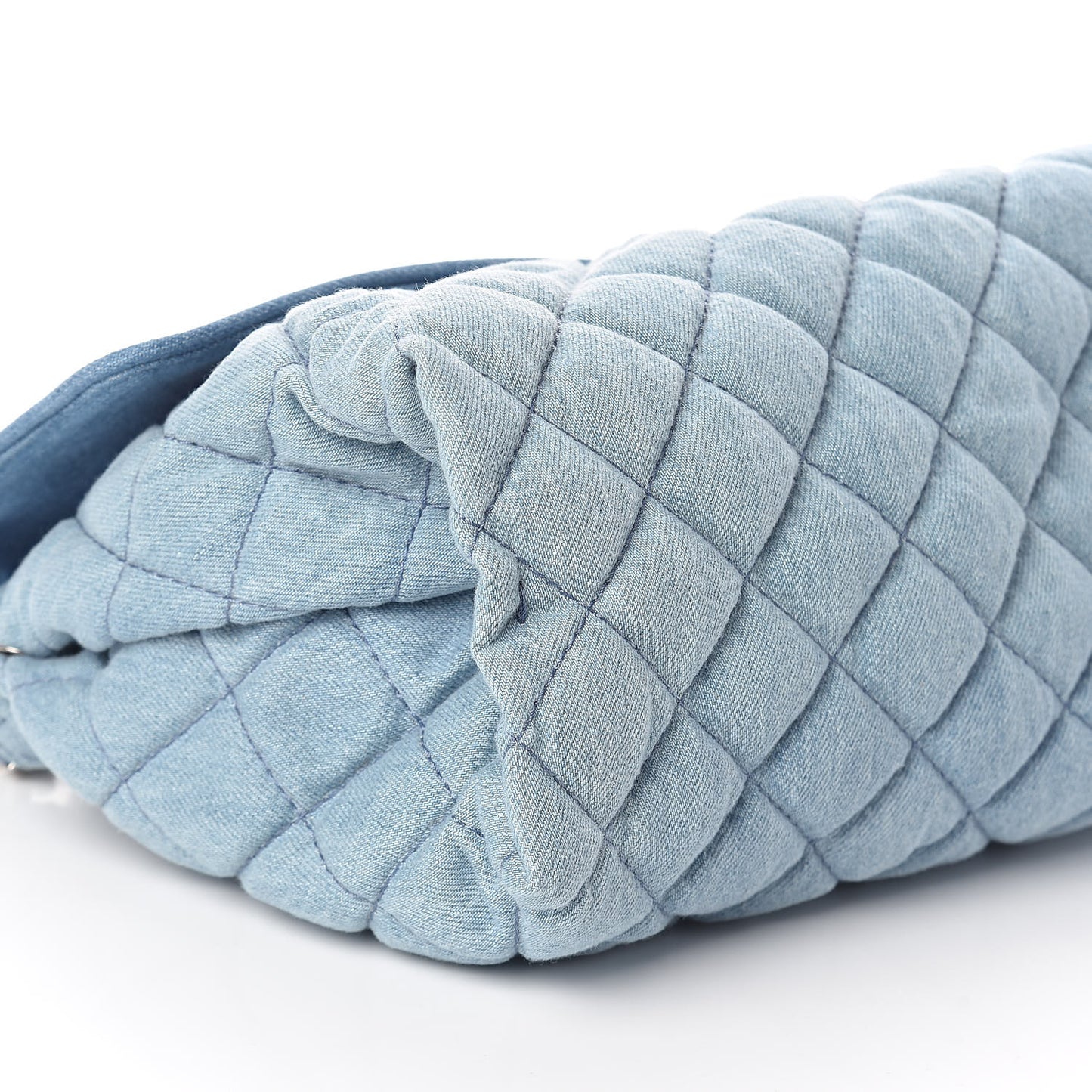 Eco Denim Quilted Large Beckett Shoulder Bag Blue