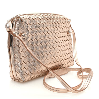 Bottega Veneta BOTTEGA VENETA Metallic Grosgrain Intrecciato Nodini Crossbody Messenger Copper 3 of 9