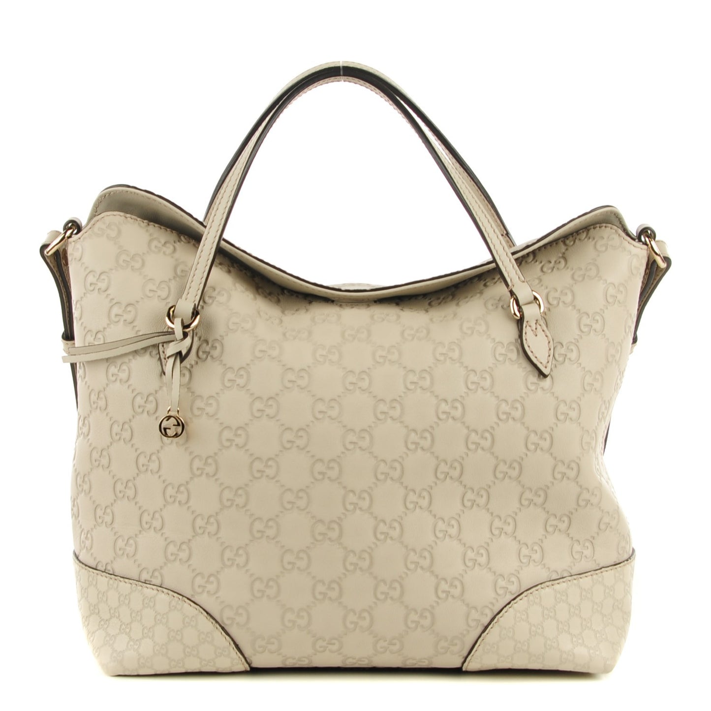 Guccissima Medium Bree Foldover Tote Mystic White