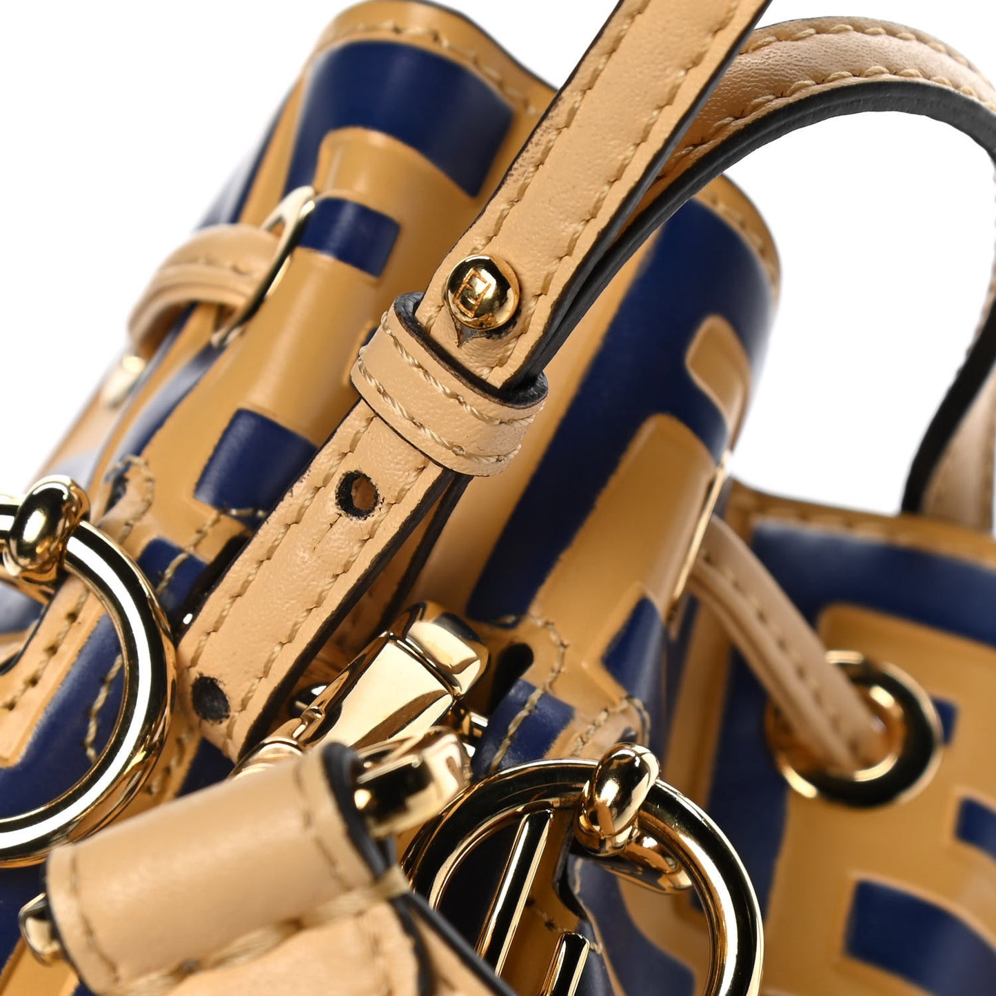 Vitello Liberty F is Fendi Bi-Color FF 1974 Embossed Mini Mon Tresor Bucket Bag Savana Blue Elettrico