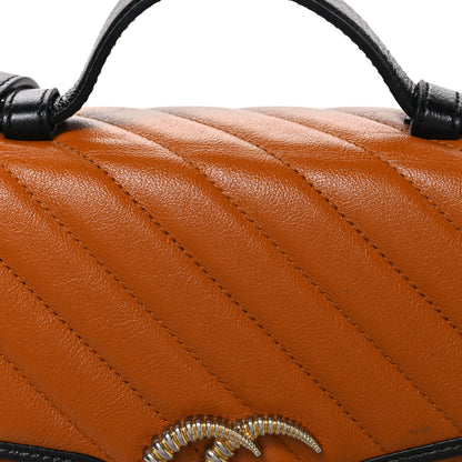 Gucci Azalea Calfskin Matelasse Diagonal Small Torchon GG Marmont Top Handle Shoulder Bag Cognac Black 8 of 10