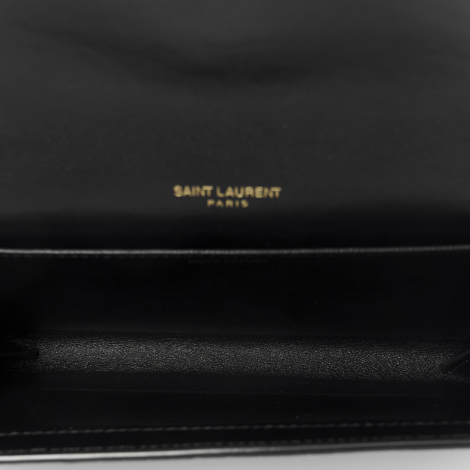 Saint Laurent Calfskin Crocodile Embossed Monogram Uptown Chain Wallet Black 6 of 12