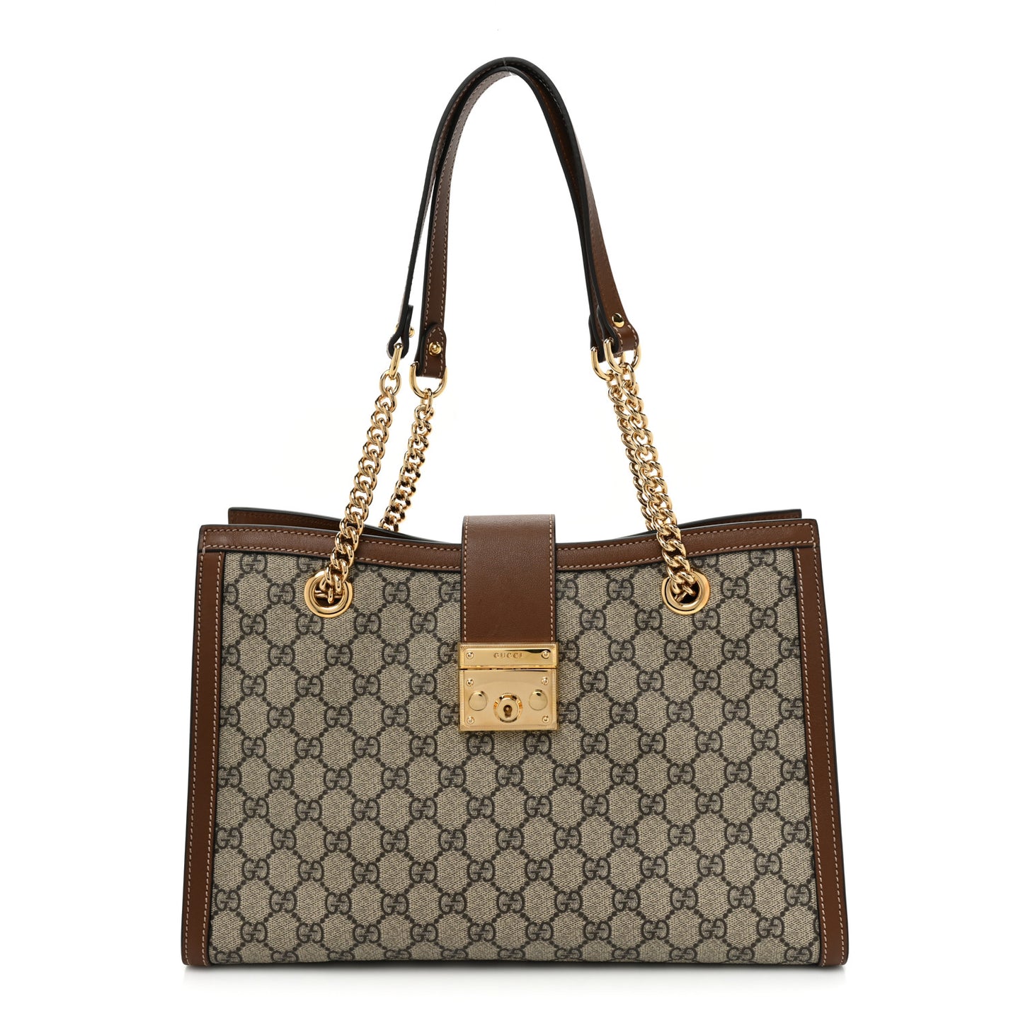 GG Supreme Monogram Medium Padlock Tote Beige Cuir