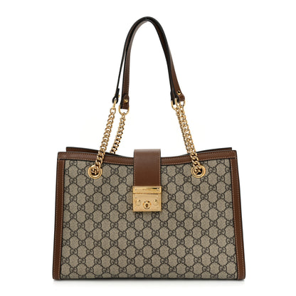 Gucci GG Supreme Monogram Medium Padlock Tote Beige Cuir 1 of 14