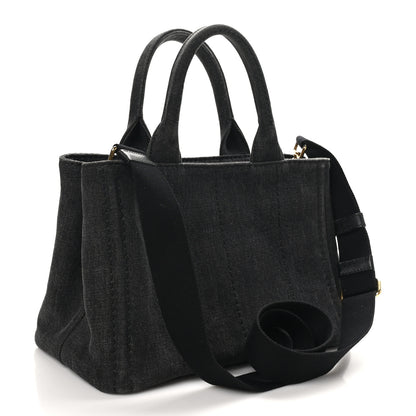 Prada Denim Small Logo Tote Black 3 of 9