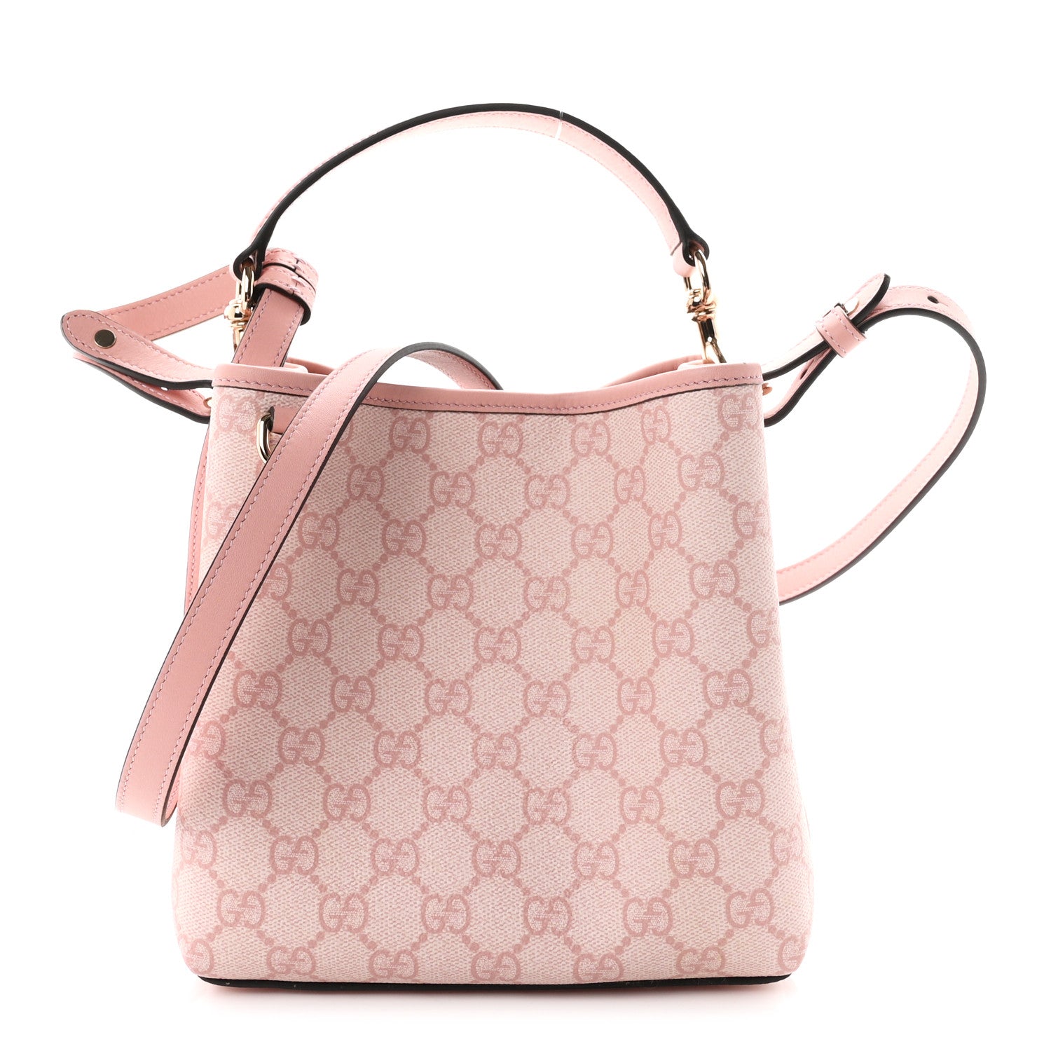Gucci GG Supreme Monogram Emblem Mini Bucket Bag Pink 1 of 8