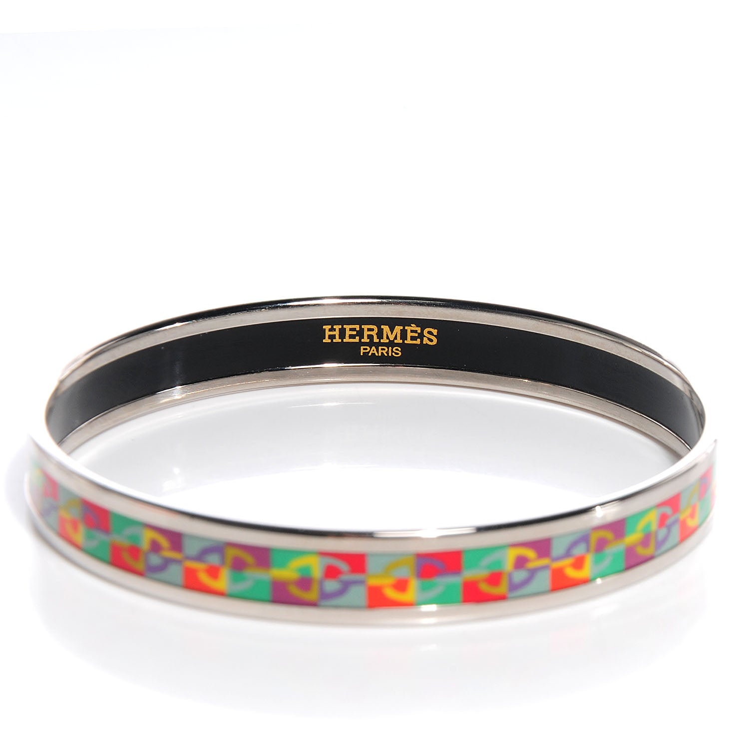 Hermes Enamel Narrow Printed Optique Chaine D'Ancre Bracelet 62 3 of 5