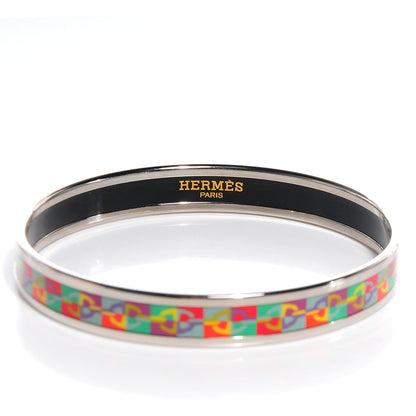 Hermes Enamel Narrow Printed Optique Chaine D'Ancre Bracelet 62 3 of 5