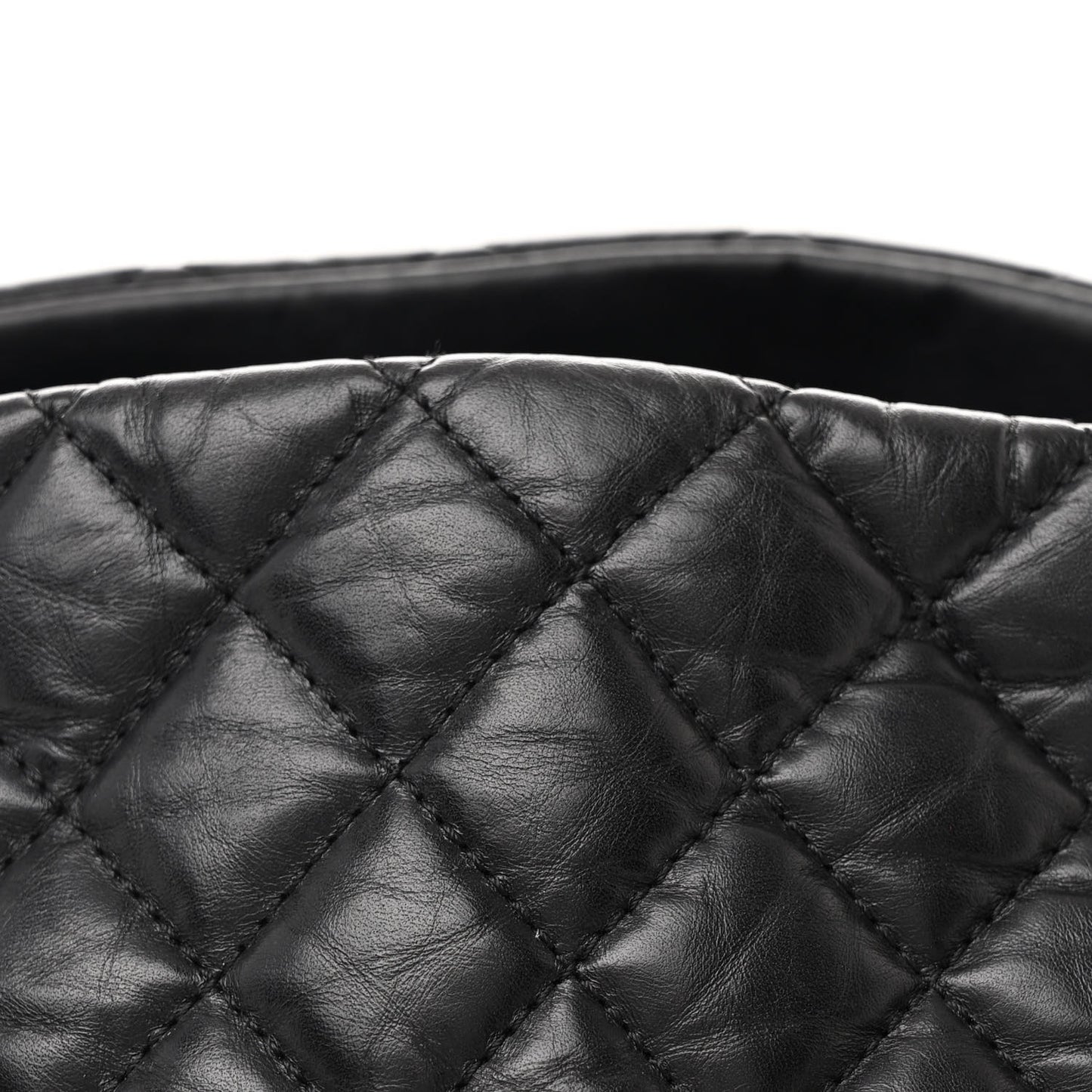 Aged Calfskin Quilted Medium Just Mademoiselle Black