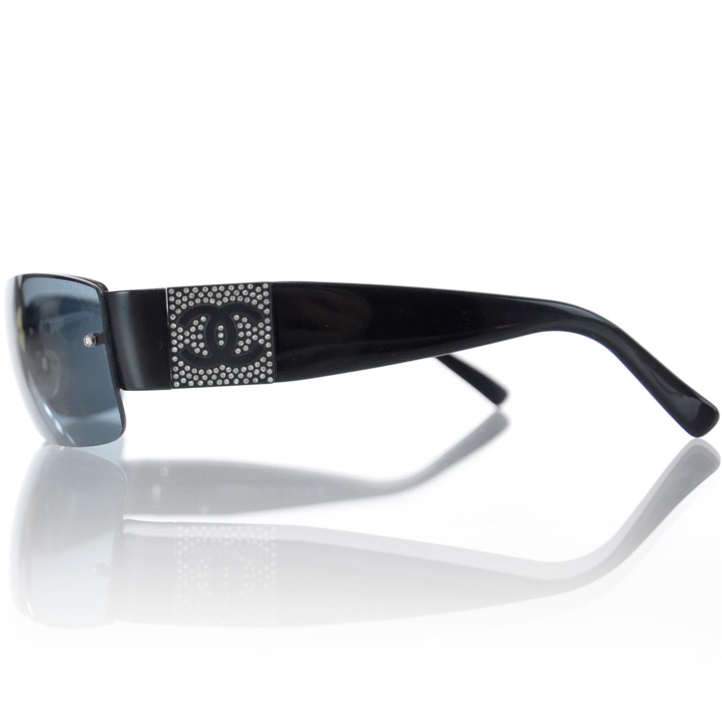 Crystal CC Logo Sunglasses 4117B Black