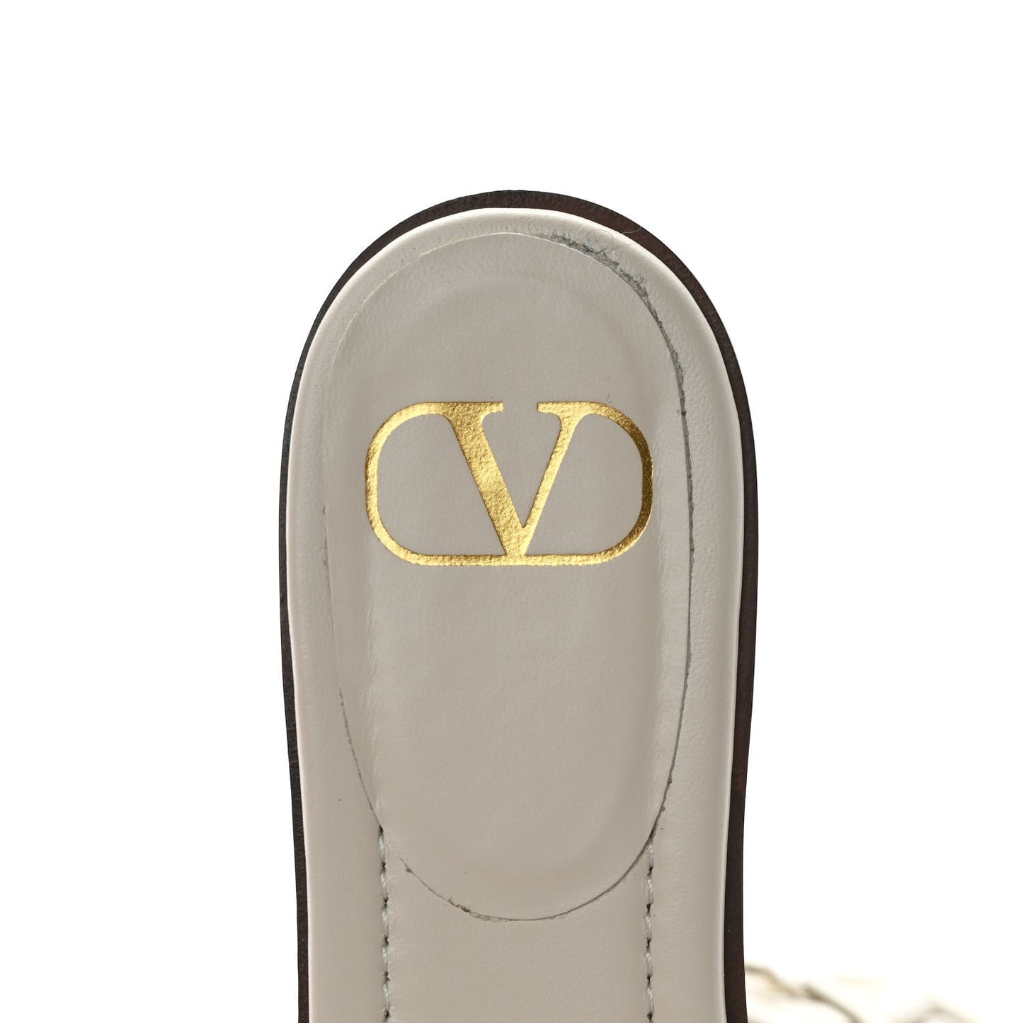 Calfskin Vlogo Flat Slide Sandals 37 Light Ivory