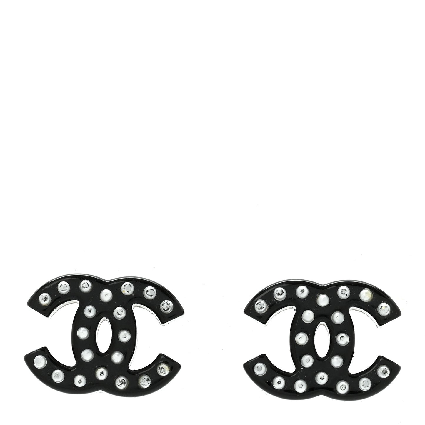 Resin Pearl CC Earrings Black Pink