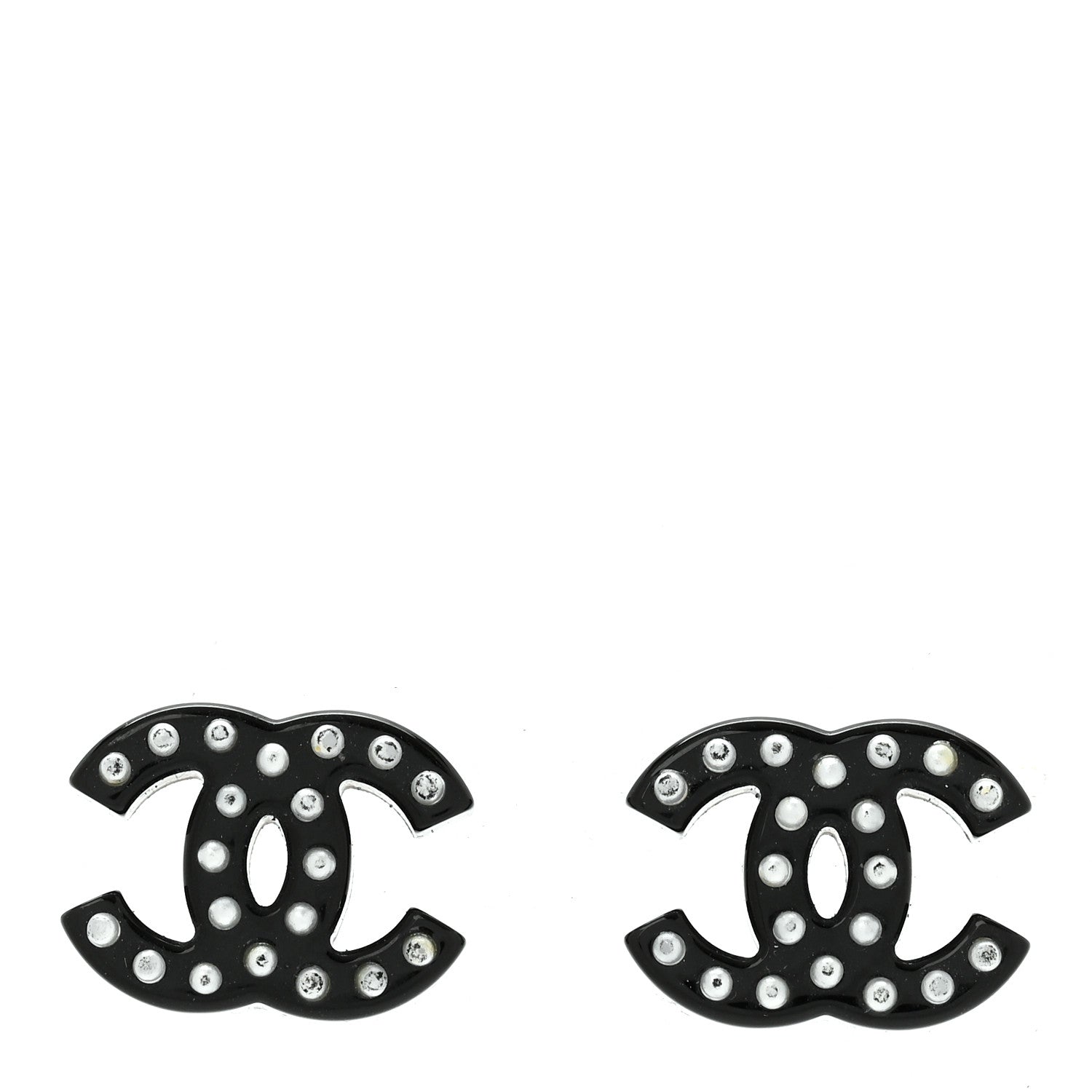 Chanel Resin Pearl CC Earrings Black Pink 1 of 4