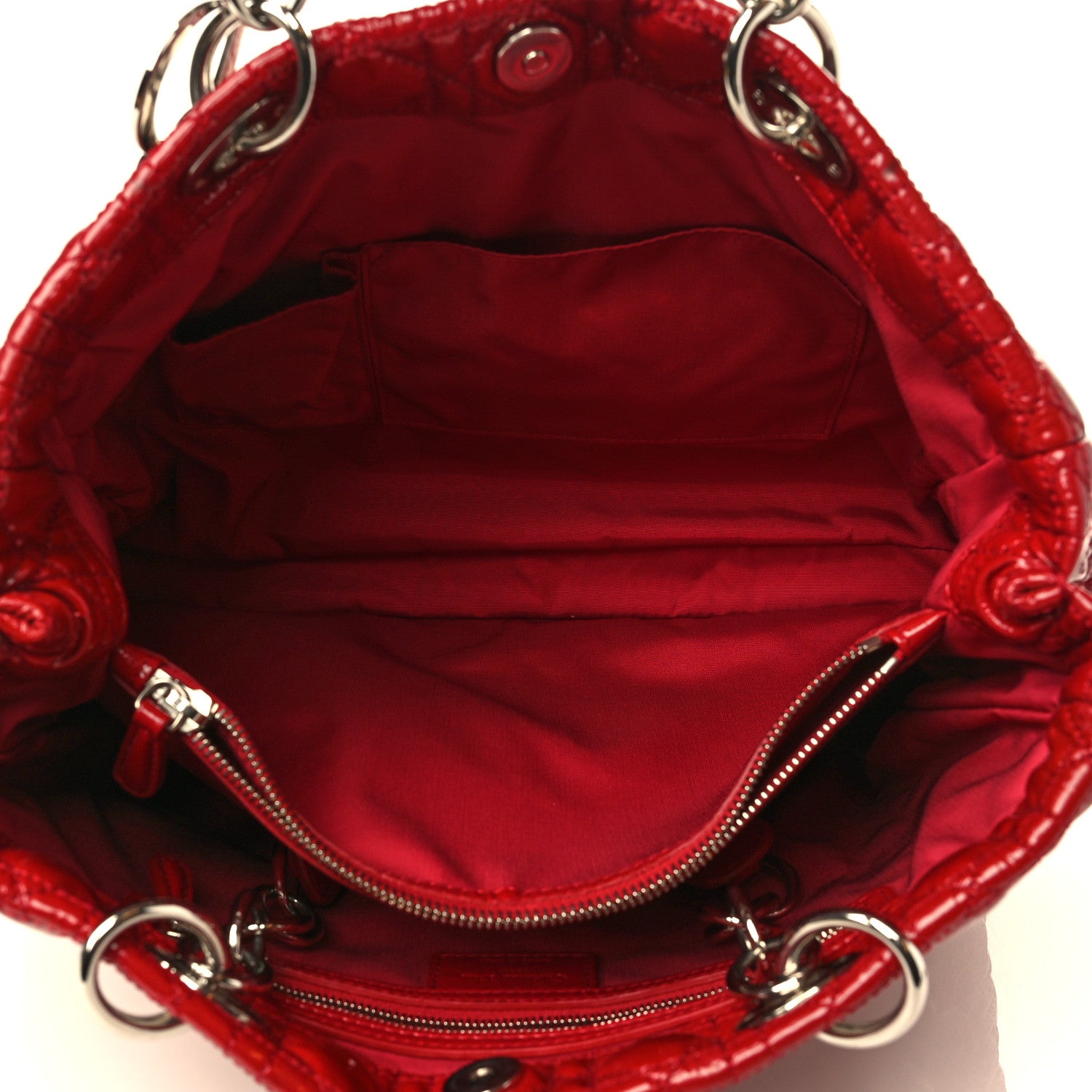 Christian Dior Patent Cannage Large Dior Soft Shopping Tote Red 5 of 6