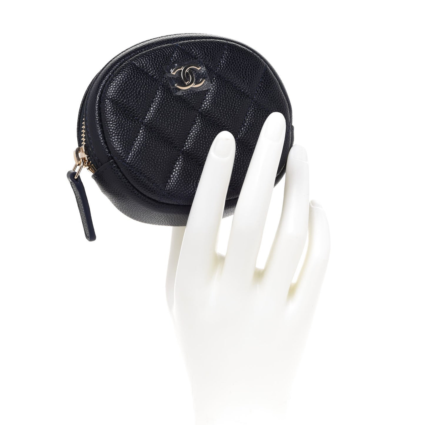 Caviar Quilted Zip Around Classic Coin Purse Navy